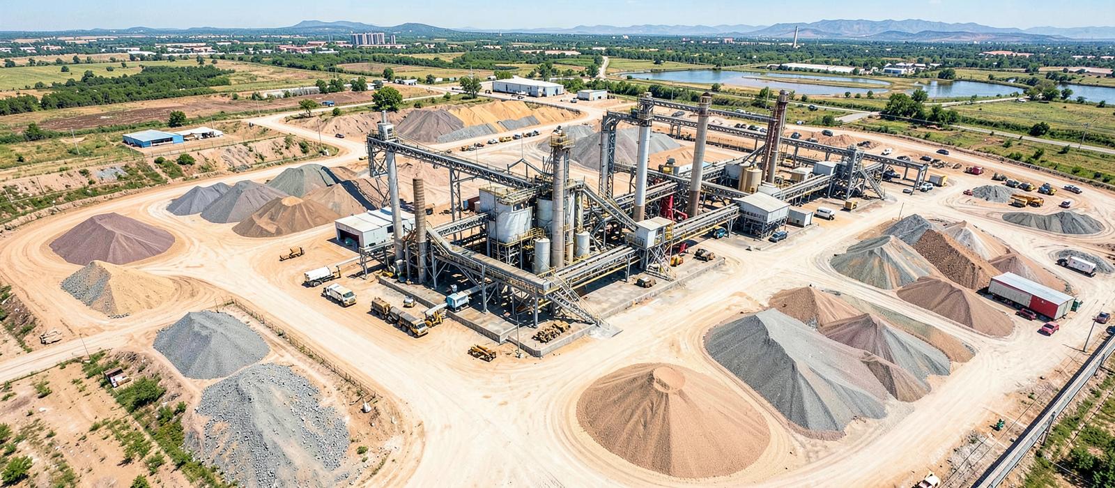 Aerial view of a rock phosphate beneficiation plant